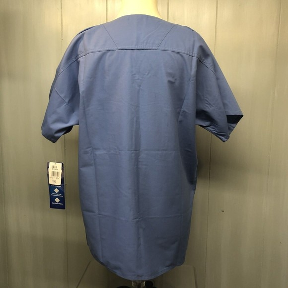 Landau Essentials Unisex Relaxed Fit 1-Pocket V-Neck Scrub Top 7502 TMD Blue - Picture 6 of 12